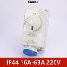 220V IP44 ซ็อกเก็ตสวิตช์เชื่อมต่อแบบกลไกกันน้ำ IEC Standard