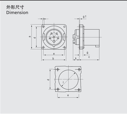 ปลั๊กอุตสาหกรรมแบบติดตั้งบนแผง PA IP44 63Amp 230V 3 ขั้ว IEC Standard