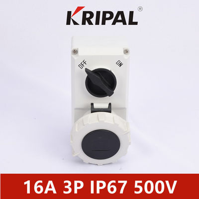 IP67 16A 3P ซ็อกเก็ตไฟฟ้าอุตสาหกรรม IEC พร้อมระบบล็อคแบบกลไก
