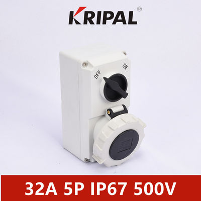 วัสดุไนลอน IP67 3P 4P 5P 32A ซ็อกเก็ตสวิตช์แบบเชื่อมต่อ IEC มาตรฐาน