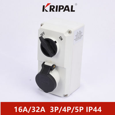 IP44 32A ซ็อกเก็ตสวิตช์ไฟอุตสาหกรรมสามเฟสพร้อมระบบเชื่อมต่อทางกล