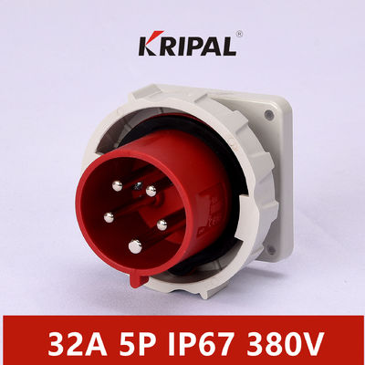 32A 5P ปลั๊กอุตสาหกรรมกันน้ำ 380V IP67 แผงไฟฟ้ากำลังติดตั้ง