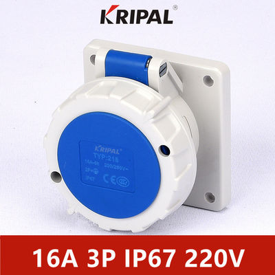 IP67 3 ขั้ว 16A ซ็อกเก็ตแบบติดตั้งบนแผงเฟสเดียวมาตรฐาน IEC