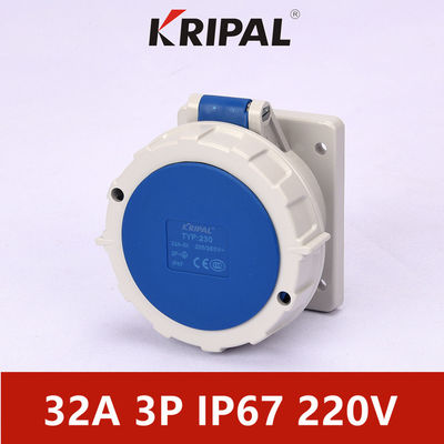 IP67 3 ขั้ว 16A ซ็อกเก็ตแบบติดตั้งบนแผงเฟสเดียวมาตรฐาน IEC