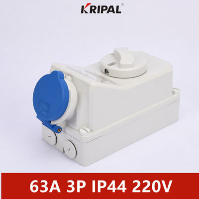 IP44 63A 3P ซ็อกเก็ตสวิตช์ไฟฟ้า IEC Interlock เฟสเดียว