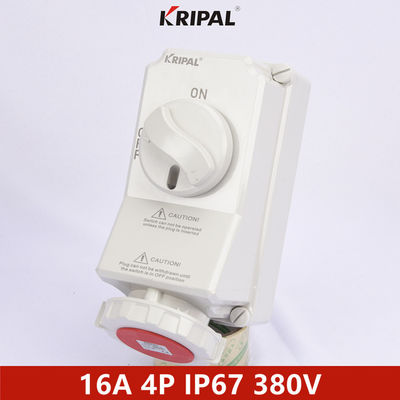 ซ็อกเก็ตเครื่องกลไฟฟ้าอุตสาหกรรมกันน้ำพร้อมสวิตช์ 5P 16A 380V