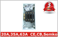 UKF1 series IP66 ขั้วไฟฟ้าคู่สวิตช์ป้องกันกระแสอากาศรุ่น Socket Outlet 63A สำหรับ Outdoor Isolation